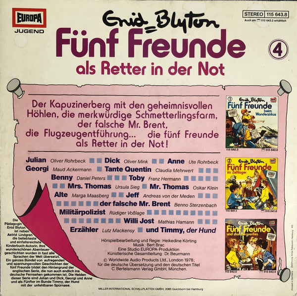 Enid Blyton – Folge 4: Fünf Freunde als Retter in der Not / LP