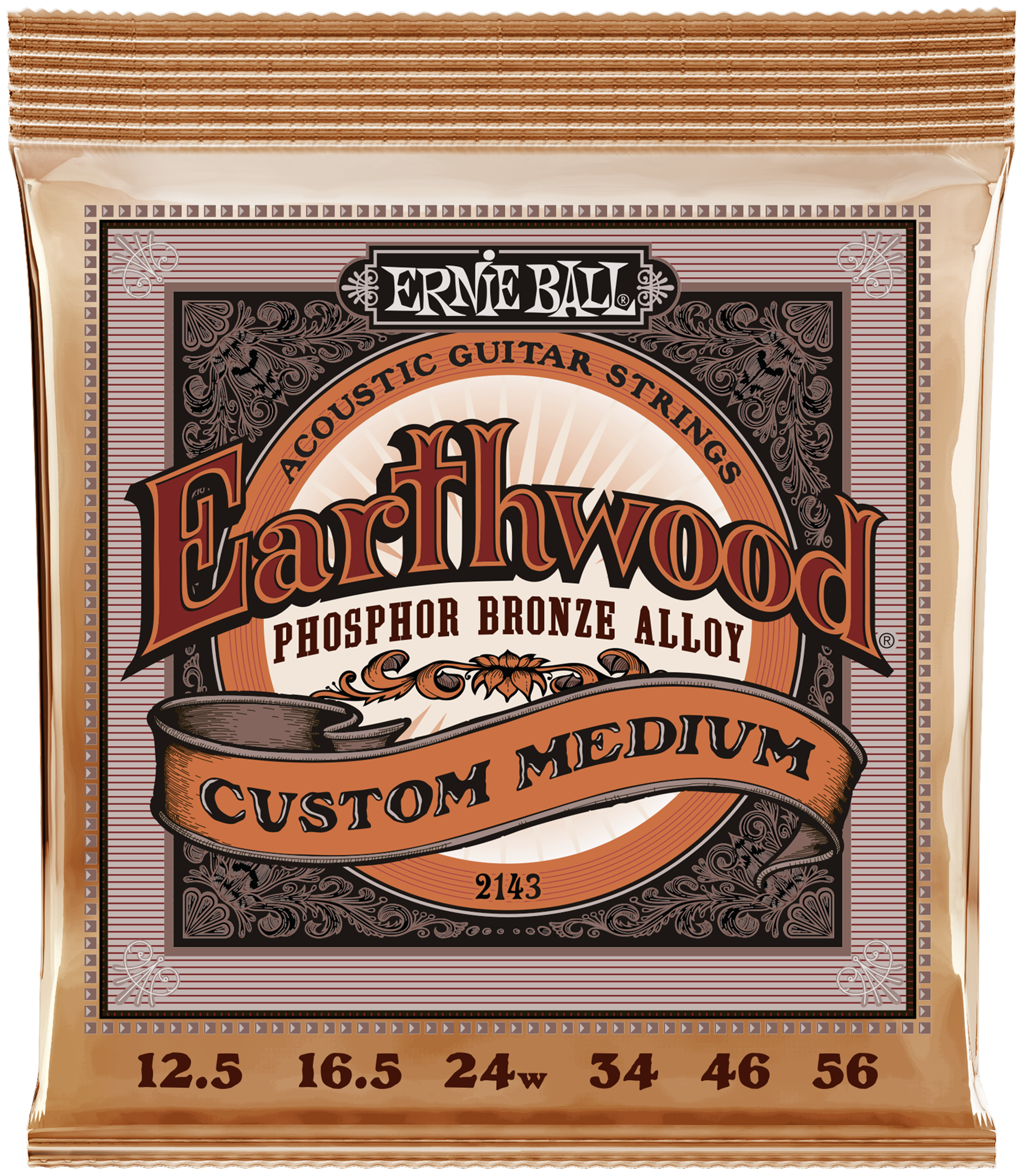 Ernie Ball 2143 - Akustik, Earthwood Phosphor Bronze, Custom Medium 12,5-56