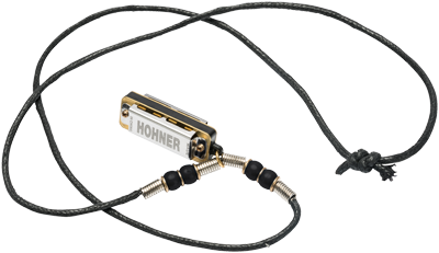 HOHNER Mini Mundharmonika, C, mit Halskette, schwarz