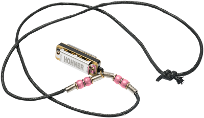 HOHNER Mini Mundharmonika, C, mit Halskette, pink