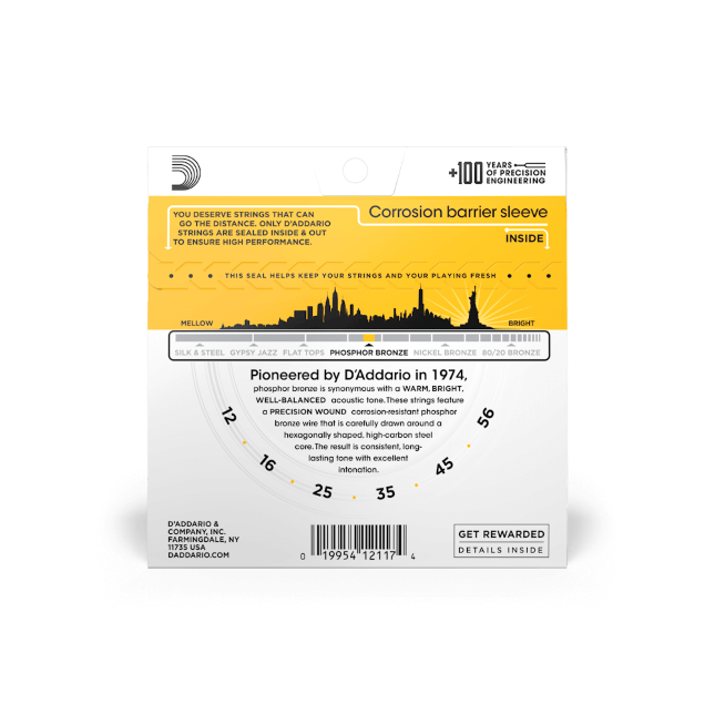 D'Addario EJ19 Phosphor Bronze, Bluegrass, 12-56