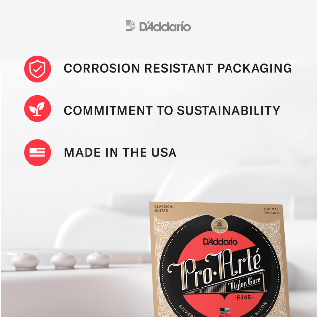 D'Addario EJ45 - Pro Arte - Nylon 3er PACK / Acoustic Gitarrensaiten - Nylon